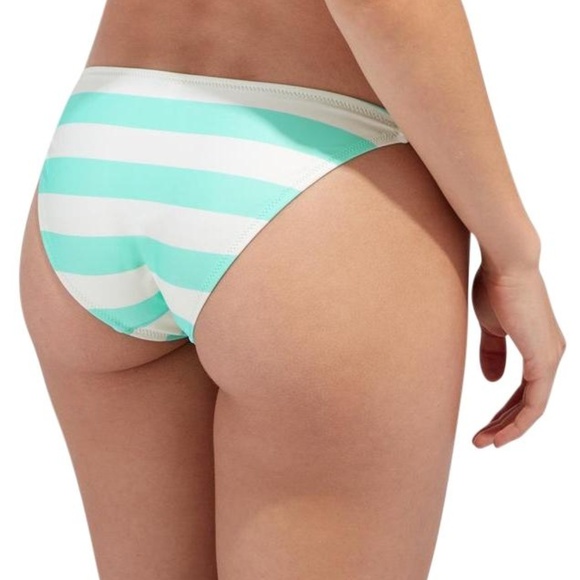BNWT Solid + Striped Morgan Bikini Bottoms Aqua - Picture 2 of 7